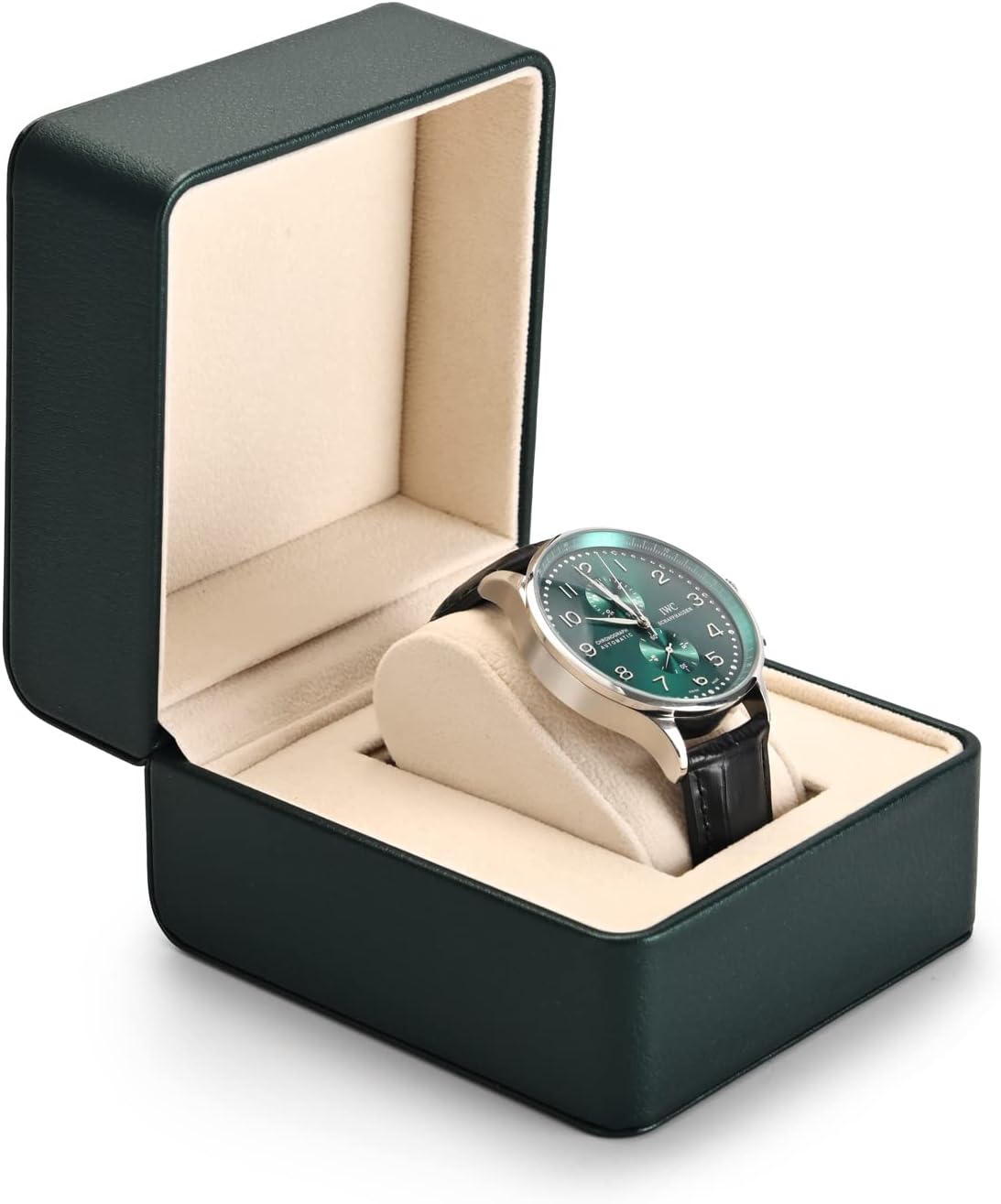 Premium Green Leather Watch Box - Woodten