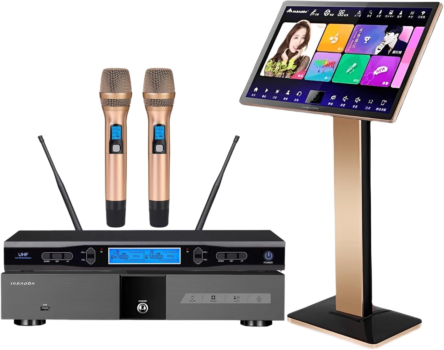 KV-V5 Karaoke Machine with Touch Screen and Wireless Microphone