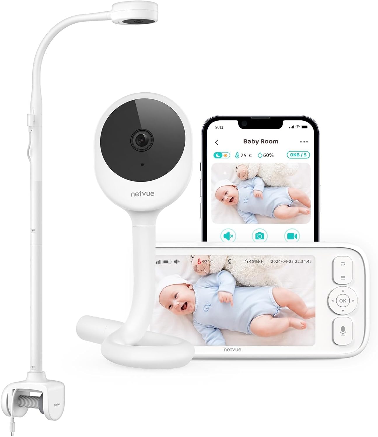 NETVUE Peekababy Baby Monitor - 2-Way Talk, Smart App, Cry Detection