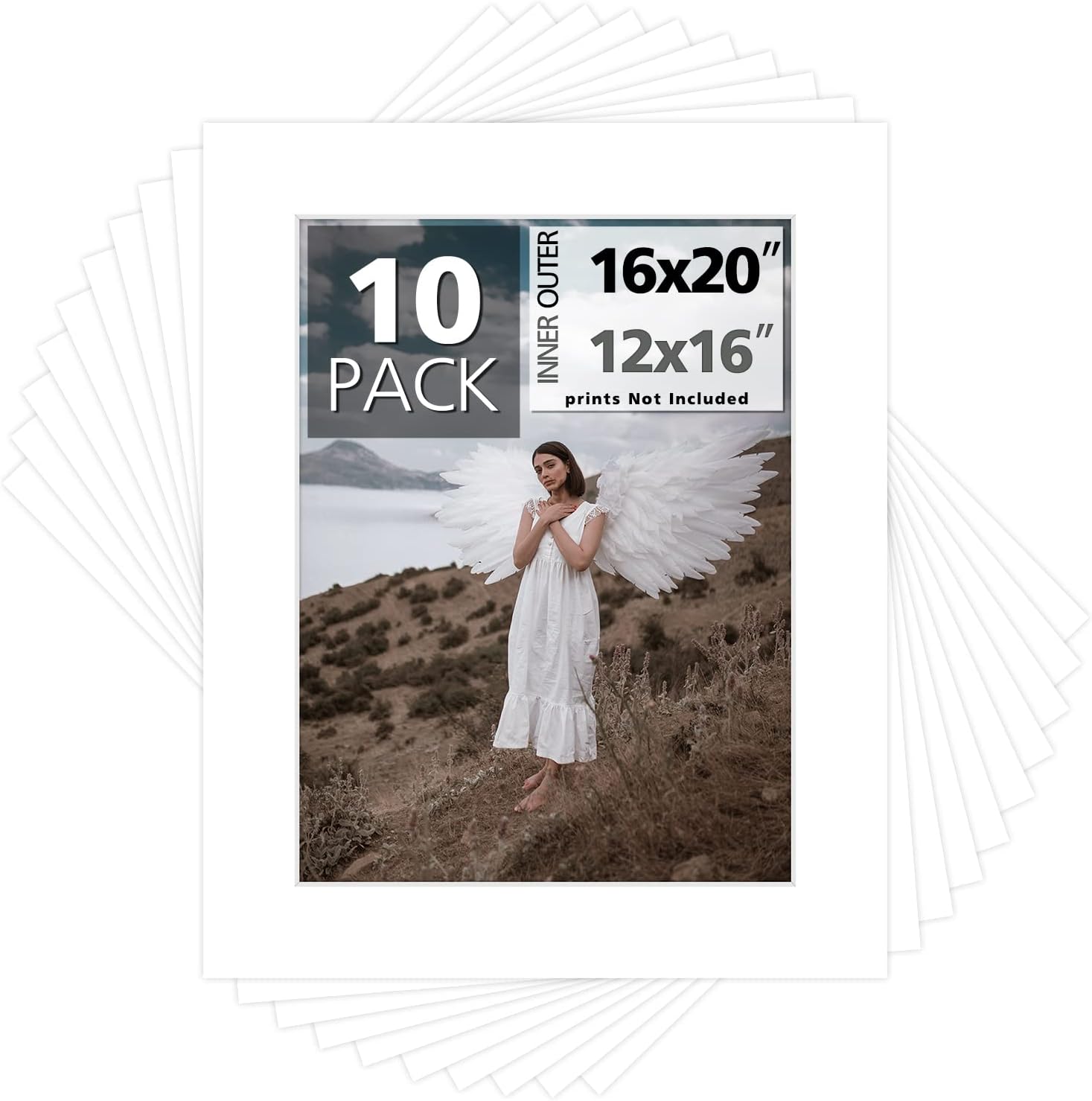 Pack of 10 Acid-Free 16x20 Photo Mats for 12x16 Pictures
