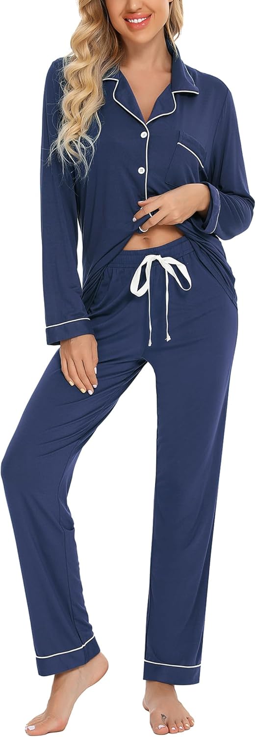 Leikar Button Up Pajama Set for Women - Soft and Comfy PJs