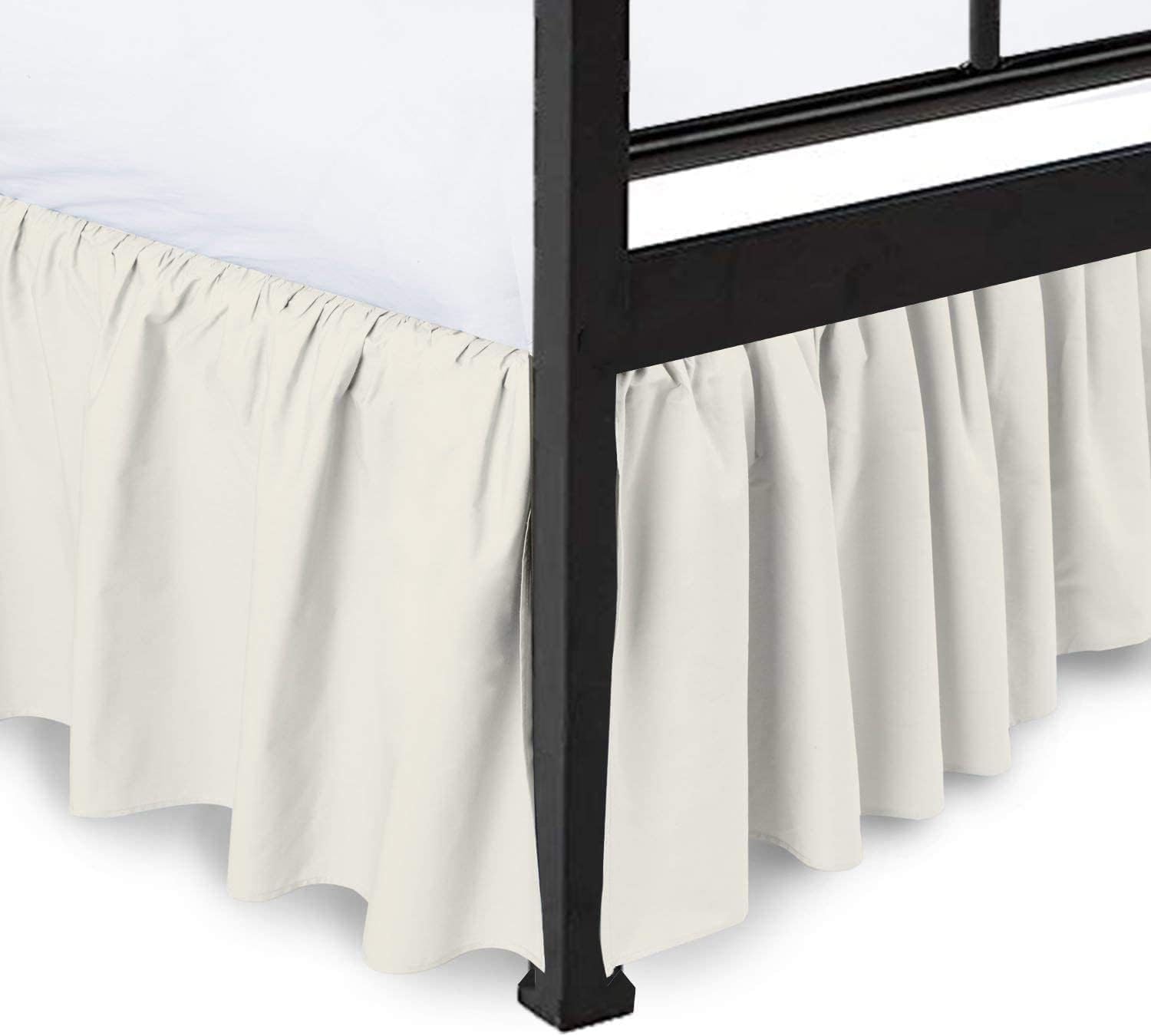 Luxurious Ruffled Bed Skirt with Split Corners for Queen Beds
