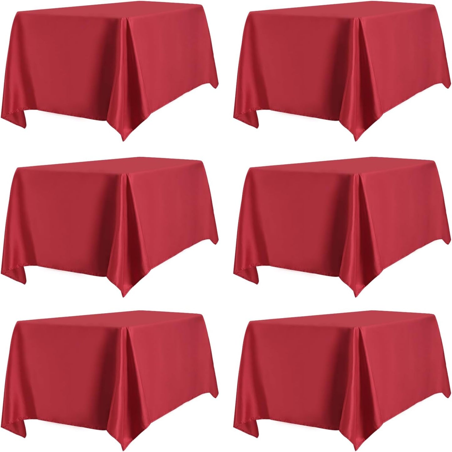 PureFit 6 Pack Rectangle Red Table Cloths for 6Ft Tables