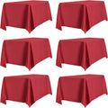 PureFit 6 Pack Red Table Cloths 60 x 126 in - Wrinkle & Stain
