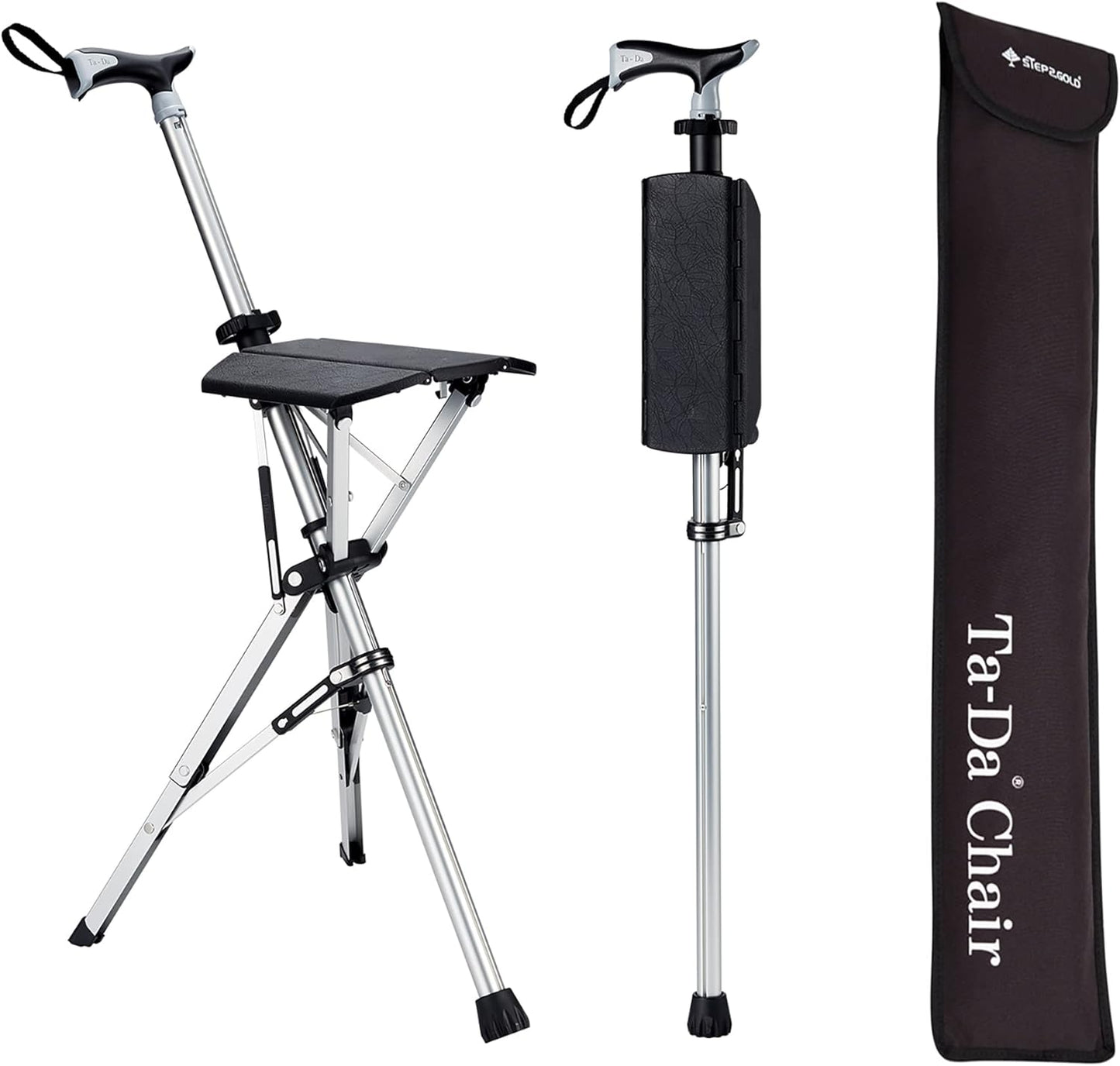 STEP2GOLD Ta-Da Chair: Portable Hiking Stick and Seat Combo
