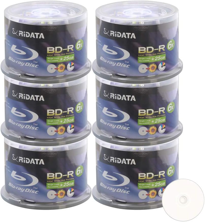 300 Pack Ridata 6X BD-R BDR 25GB Printable Blank Media Discs