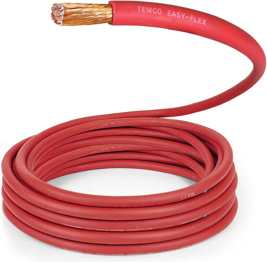TEMCo 1/0 Gauge AWG 100 Ft Red Flexible Copper Welding Cable