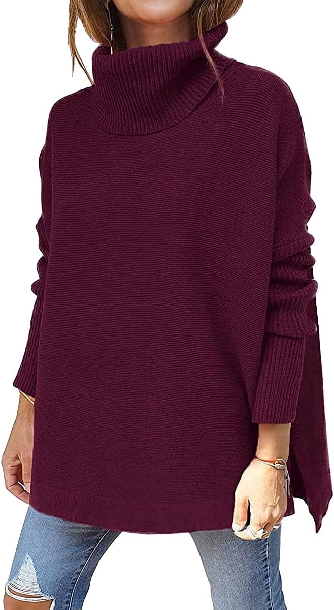 LILLUSORY Women's Turtleneck Oversized Sweater for Chic Style