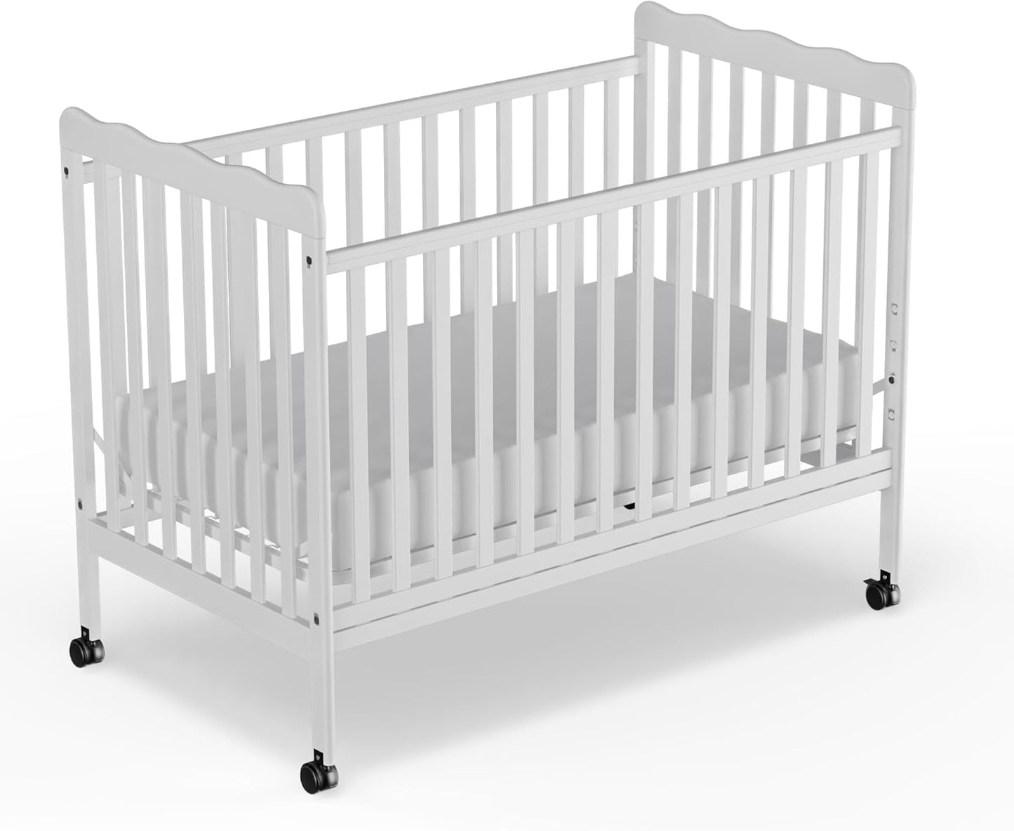 3-in-1 Convertible Baby Crib with Locking Wheels for Nursery