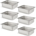 CURTA 6 Pack 1/2 Size 4in Deep Stainless Steel Pans - Durable Service