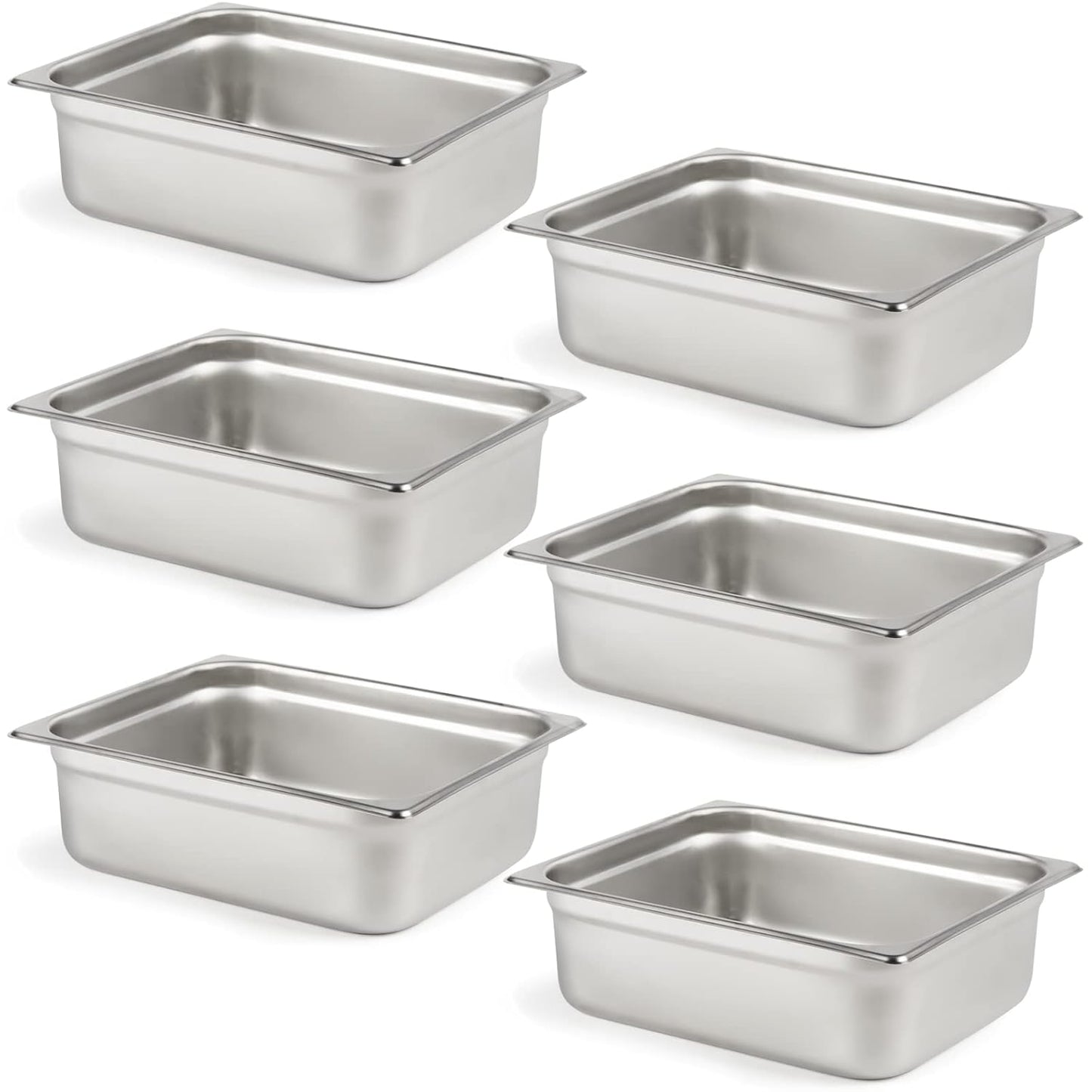 CURTA 6 Pack Anti-Jam Hotel Pans for Food Storage and Serving