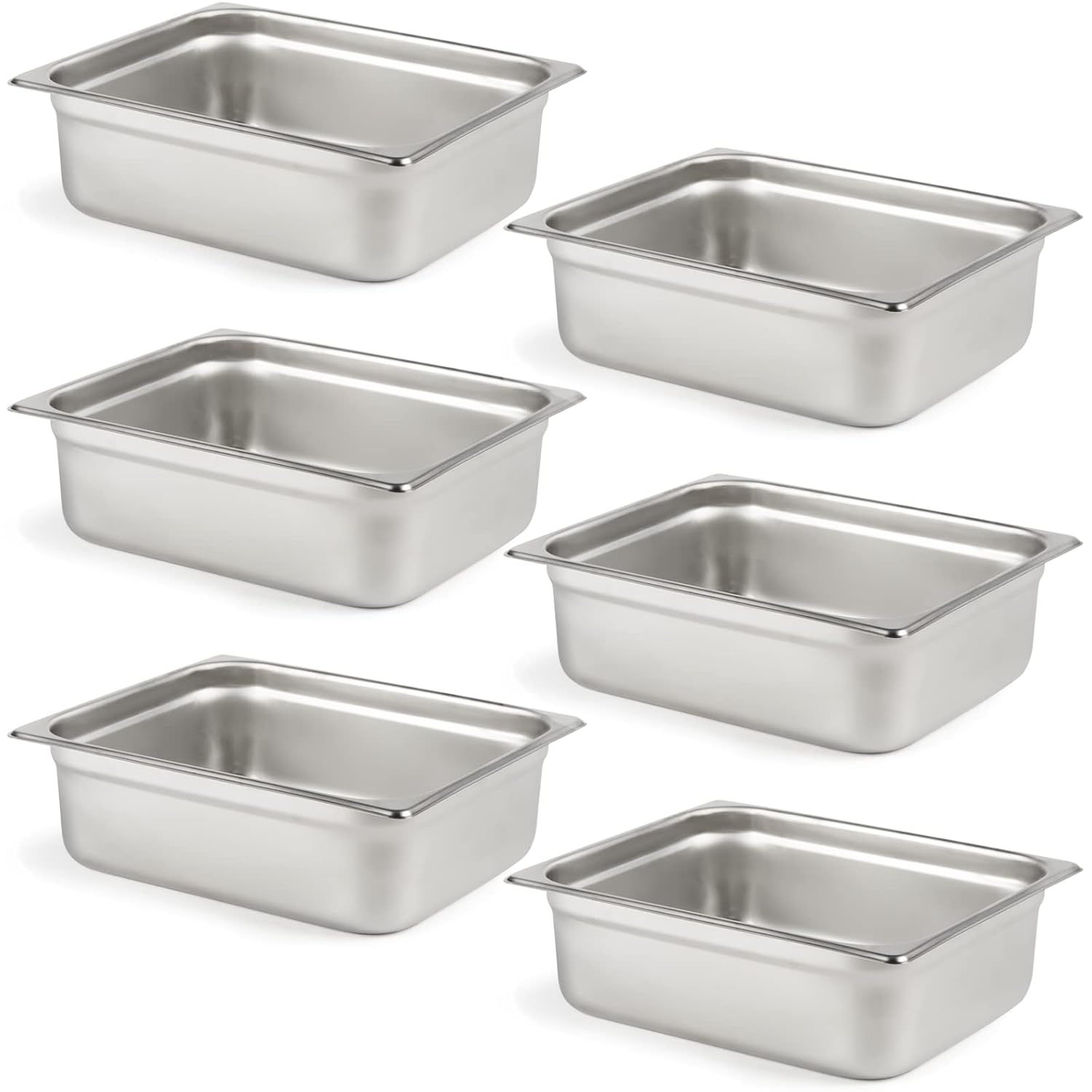 CURTA 6 Pack Anti-Jam Hotel Pans for Food Storage and Serving
