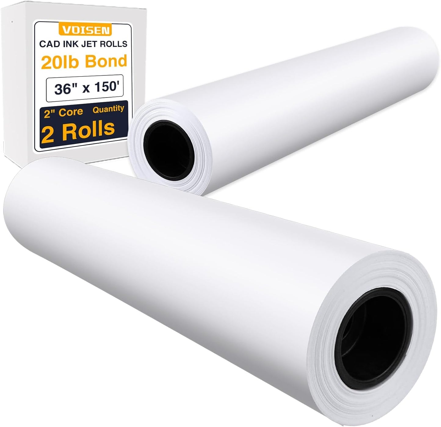 VOISEN Wide Format Paper Rolls for CAD Printing, 36 In x 150 Ft