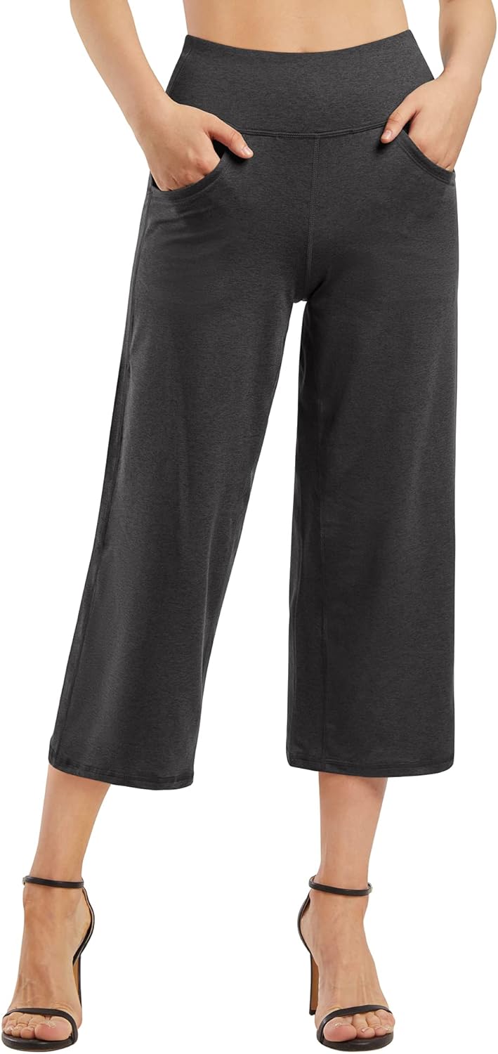 Promover Capri Pants for Women - Wide Leg Yoga Cropped Pants