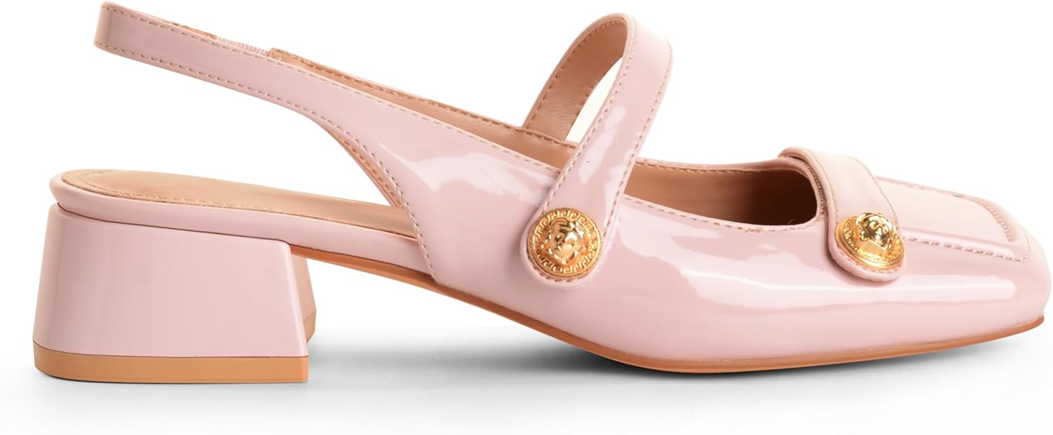 Slingback Mary Jane Heels for Women with Low Block Heel Style