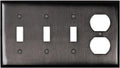 Switch Hits Satin Nickel Black Outlet Wall Plate 3 Toggle - 1 Duplex