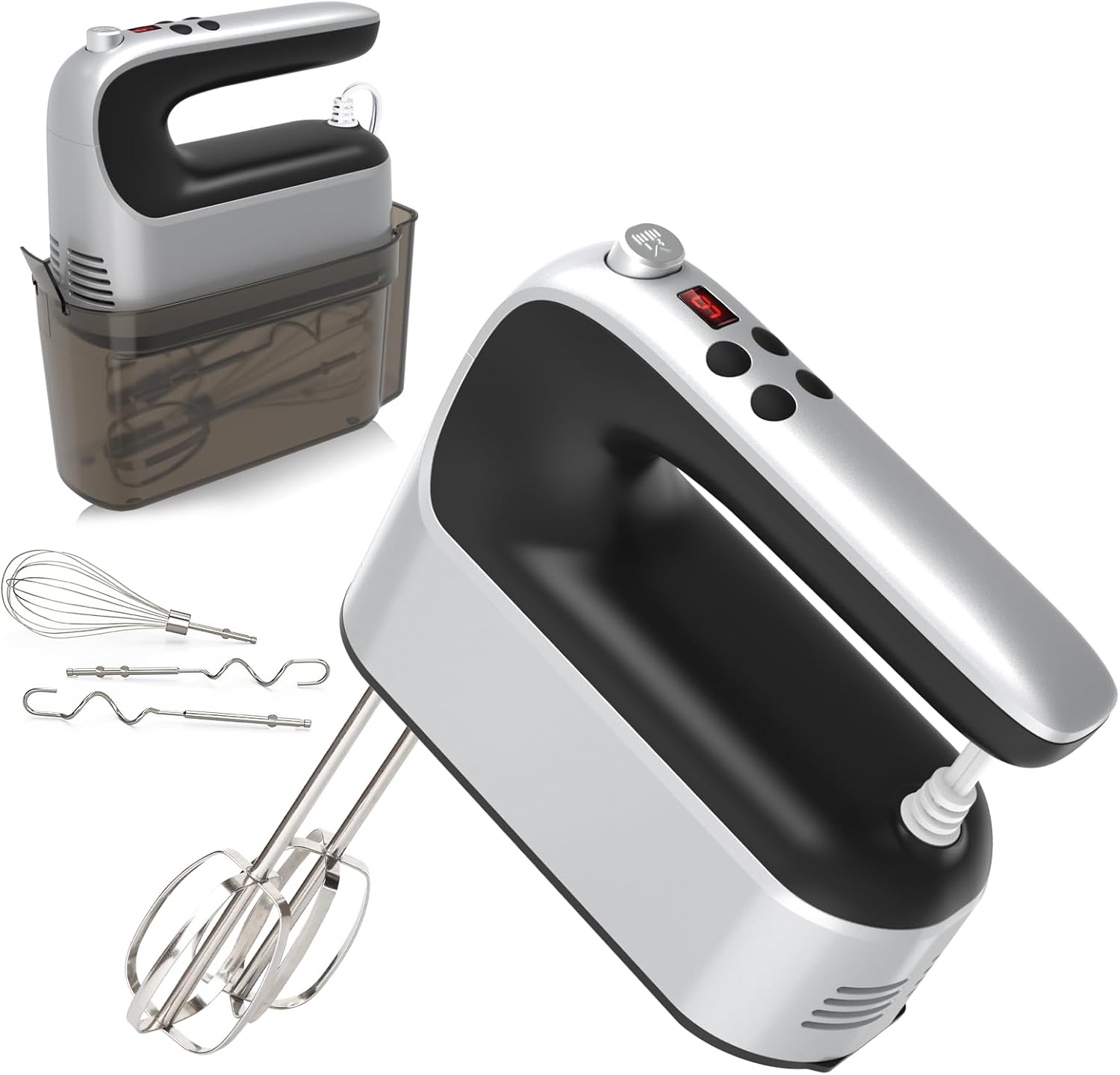 9-Speed Digital Hand Mixer with Powerful 400W Motor and Accessories