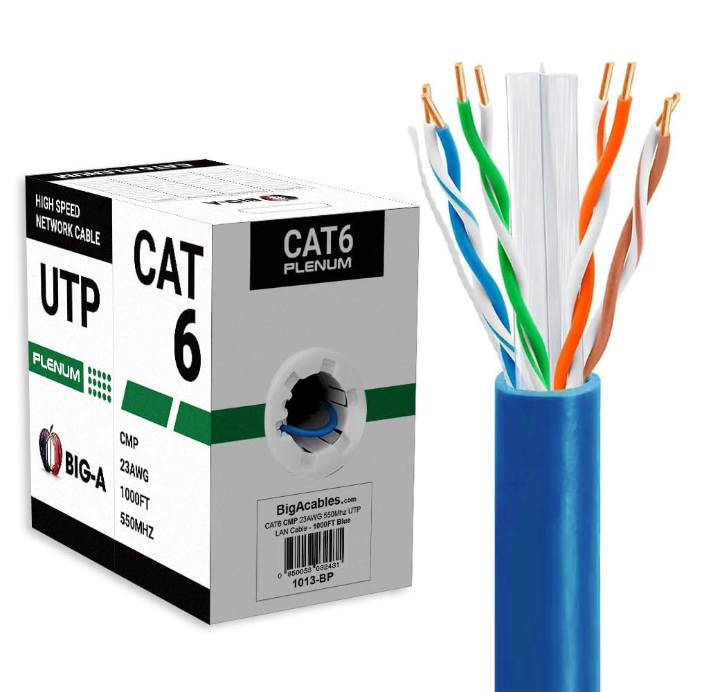 Plenum Cat 6 Ethernet Cable 1000ft - Reliable Network Solution