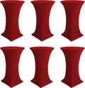 Cocktail Table Covers Spandex Round High Top Table Cloths 6 Pack - Red