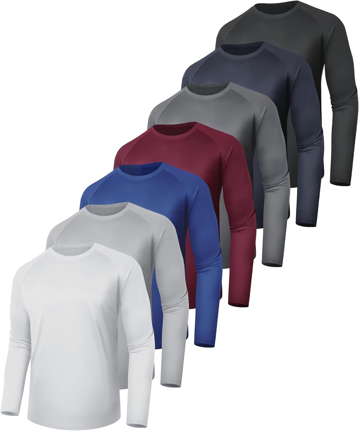 7 Pack Long Sleeve Shirts for Men - Quick Dry UV Protection