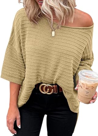 Dokotoo Women's Casual 3/4 Sleeve Tunic Tops for Fall Style