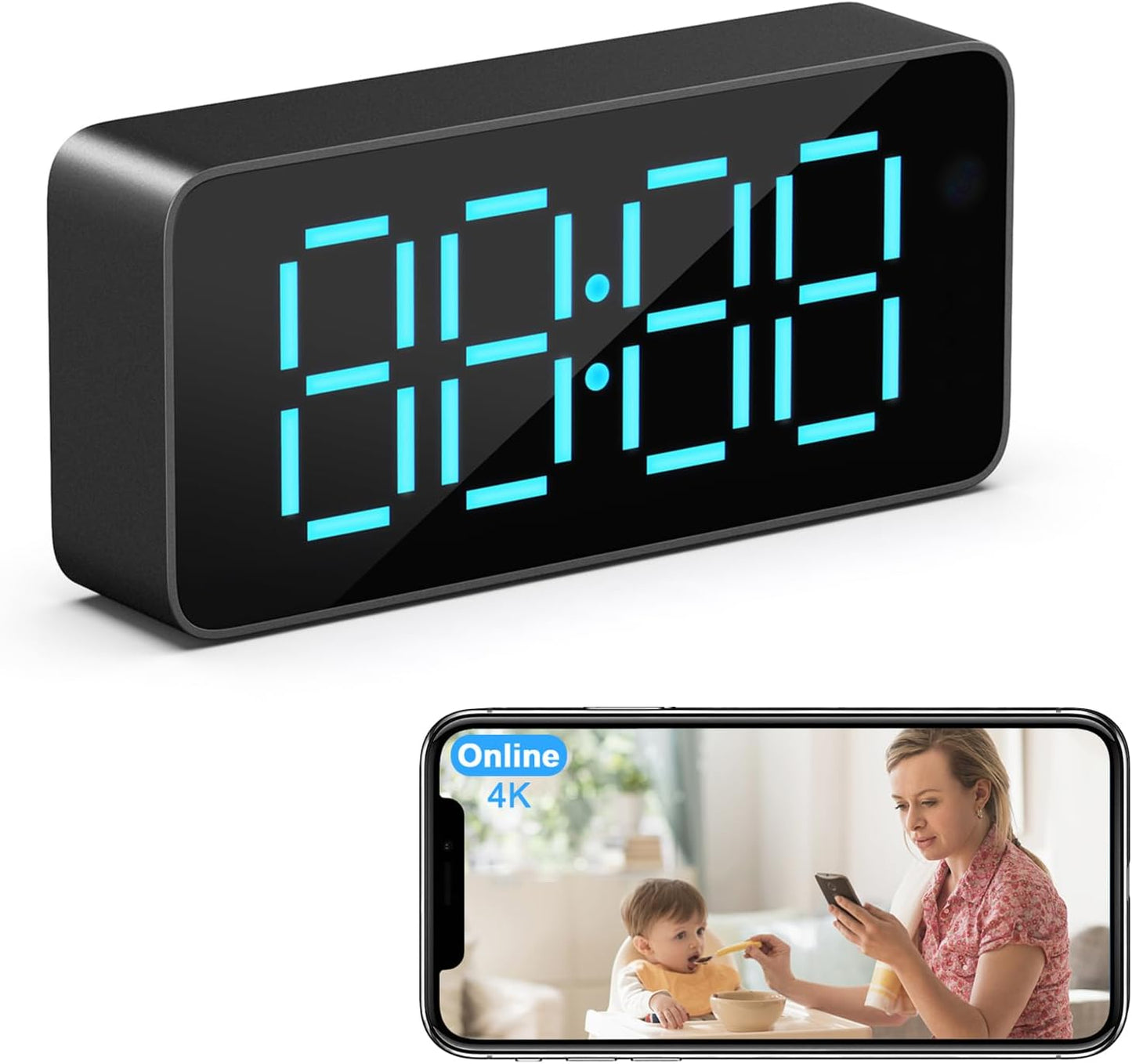 1080P HD Wireless Hidden Camera Clock for Indoor Security