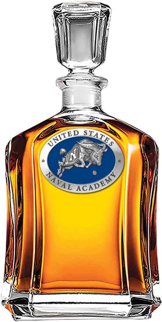 Team Color Logo Naval Academy Midshipmen Decanter Glass Bottle