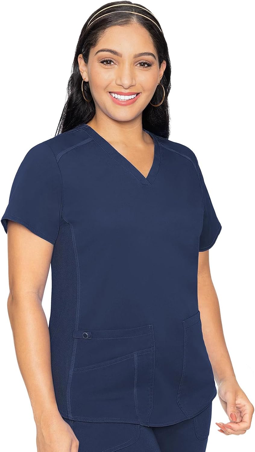 Med Couture V-Neck Scrub Top for Women with 4 Pockets