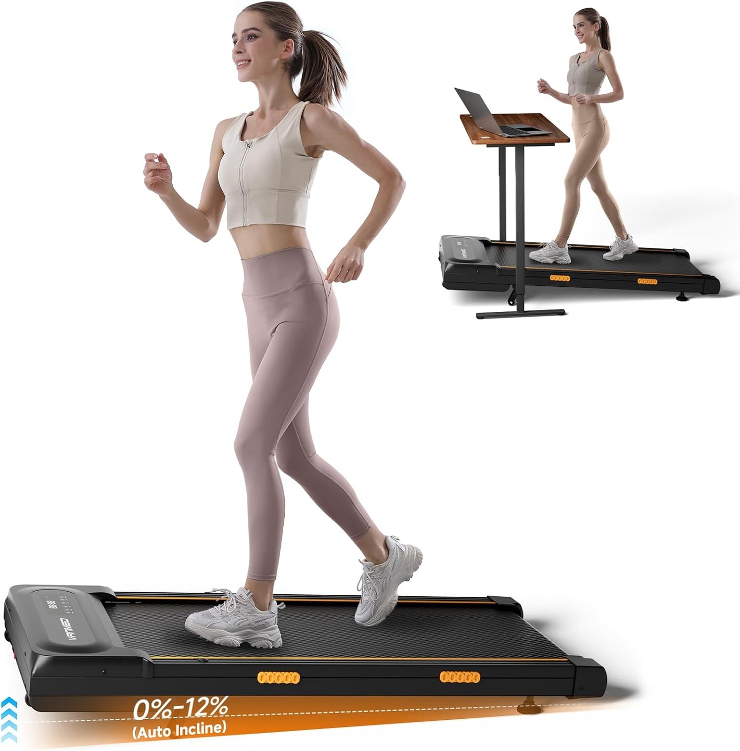 Walking Pad with Auto Incline for Home Office Workouts