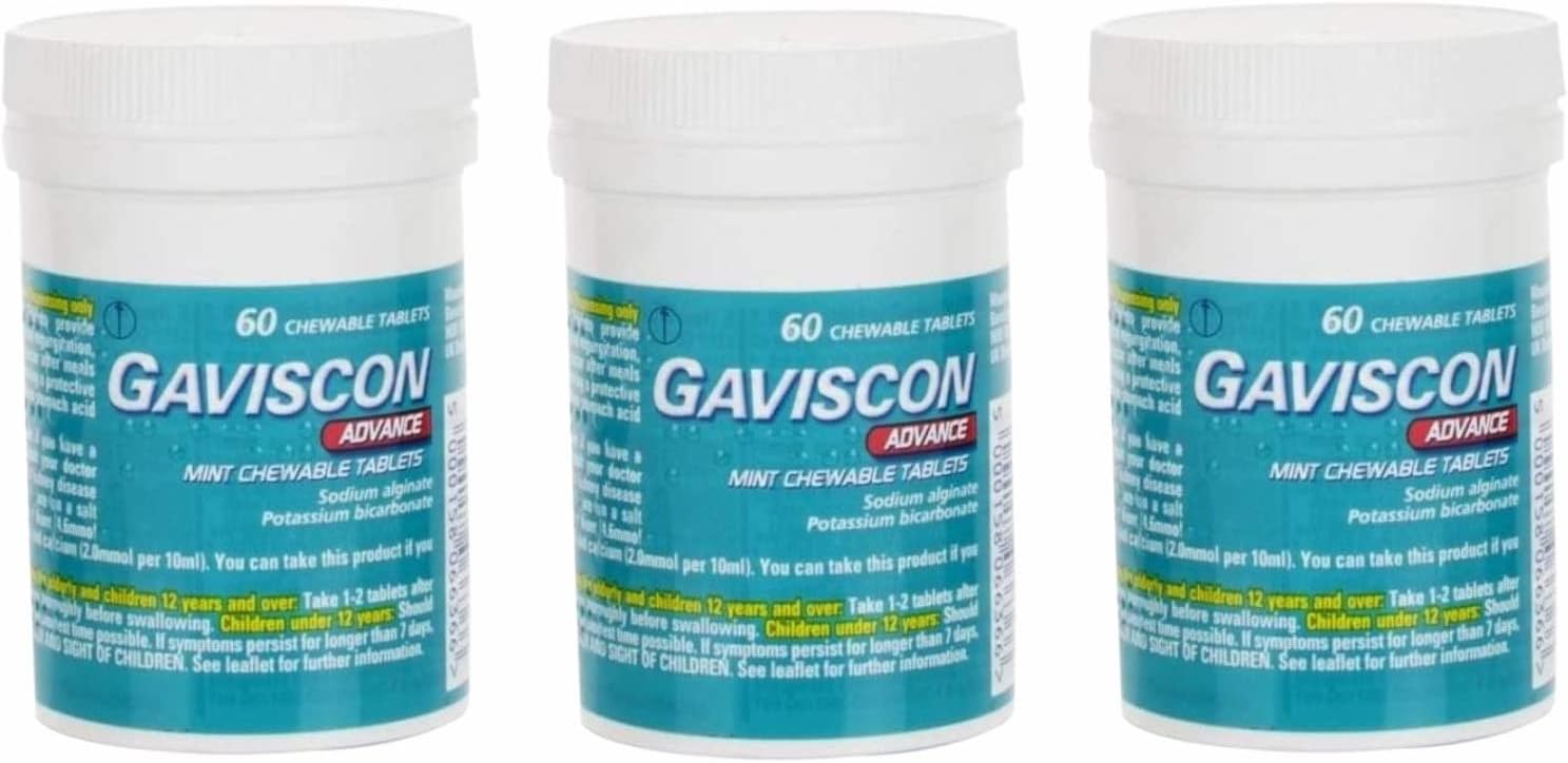 Gaviscon Advance Chewable Peppermint Tablets Pack of 3 for Relief