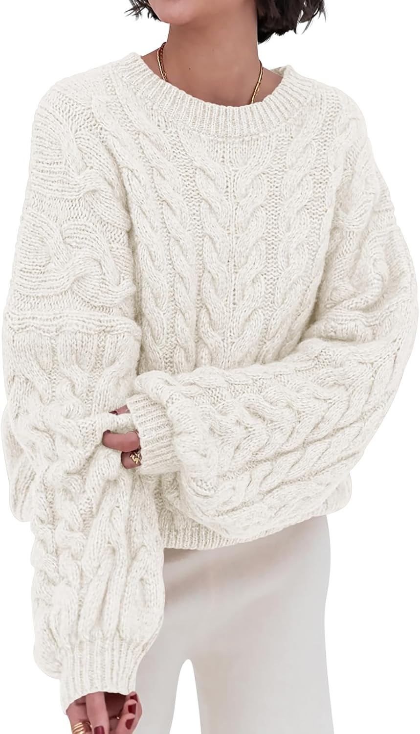 PRETTYGARDEN Womens Oversized Cable Knit Sweater for Fall 2025