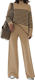 Womens 2 Piece Knit Sweater Set - Pullover Top & Wide Leg Pants