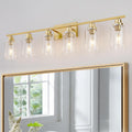 6 Light Gold Bathroom Vanity Light - Brushed Brass Modern Wall Sconce