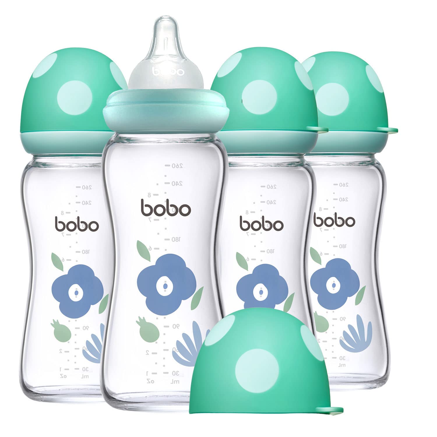YOHKOH Natural Glass Baby Bottle with Anti-Colic Features