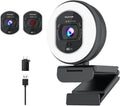 4K Webcam with Ring Light and TOF Autofocus - Clear Video for Calls