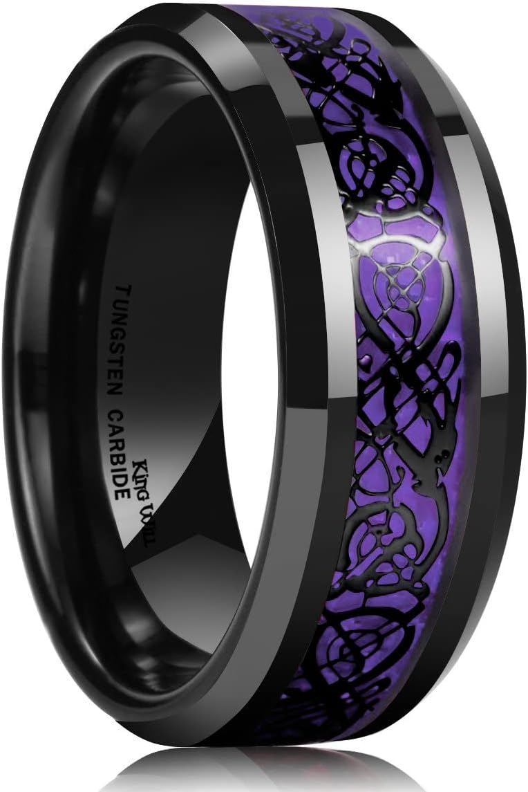 King Will Men's Dragon Celtic Tungsten Ring for Weddings & More