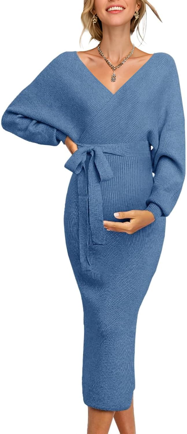 Fall Winter Maternity Nursing Dress for Baby Shower Photoshoot