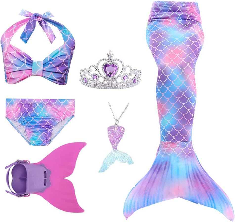 Rainbow Swimmable Mermaid Tail Bikini Sets for Kids Swimwear