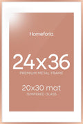 24 x 36 Poster Frame Rose Gold - Matted to 20 x 30