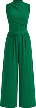 Womens Ribbed Knit Sleeveless Jumpsuit - Wide Leg Comfort