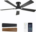 Black 52 in Low Profile Ceiling Fan with Light and Remote - Quiet DC