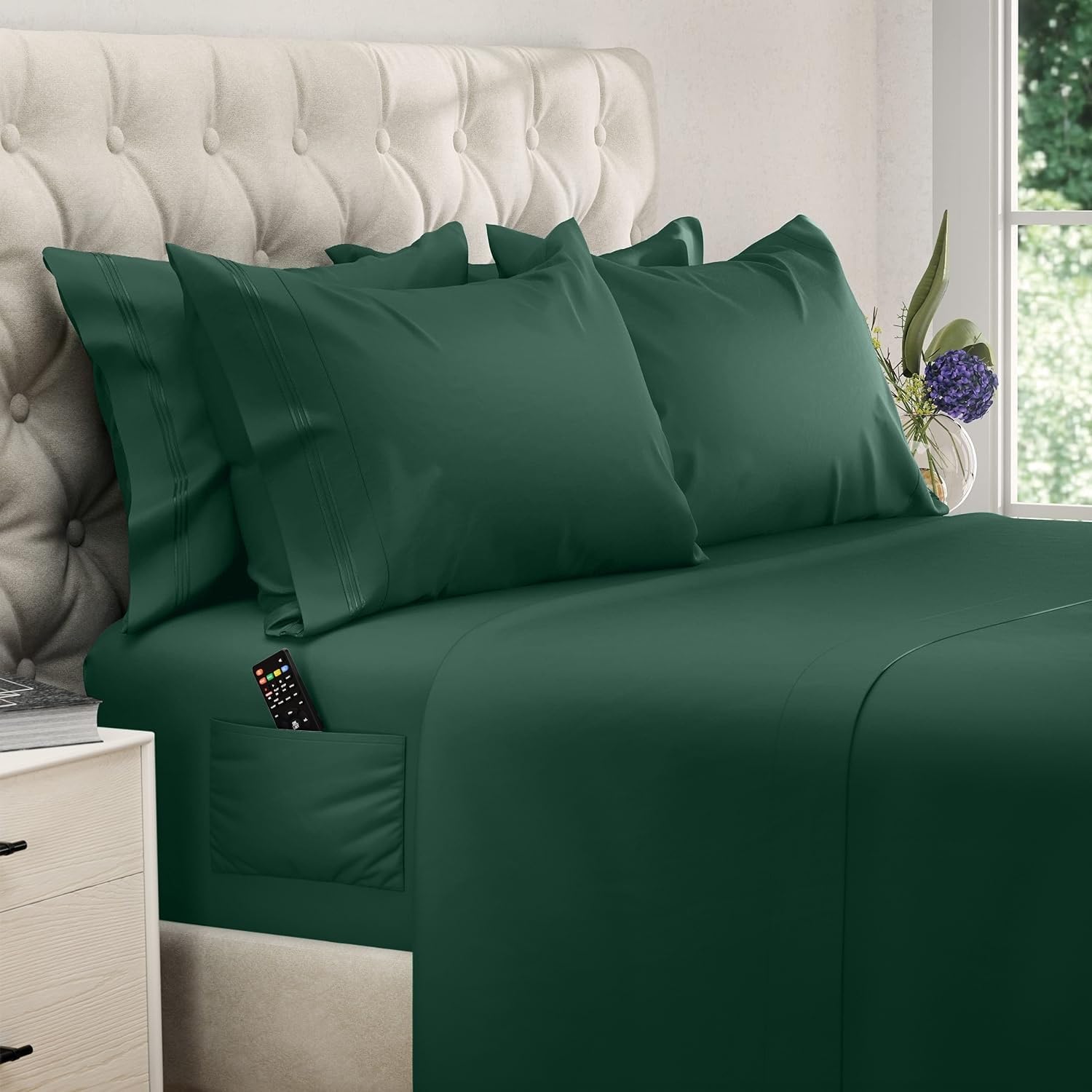 DREAMCARE Queen Sheet Set with Extra Deep Pockets and Side Pocket