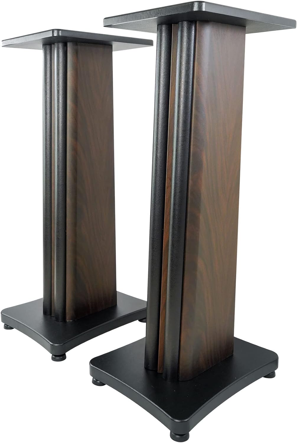 Premium 28 in Dark Wood Speaker Stands for Home Theater Setup