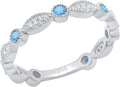 Blue Topaz and White Diamond 7 Stone Stackable Wedding Band for Women