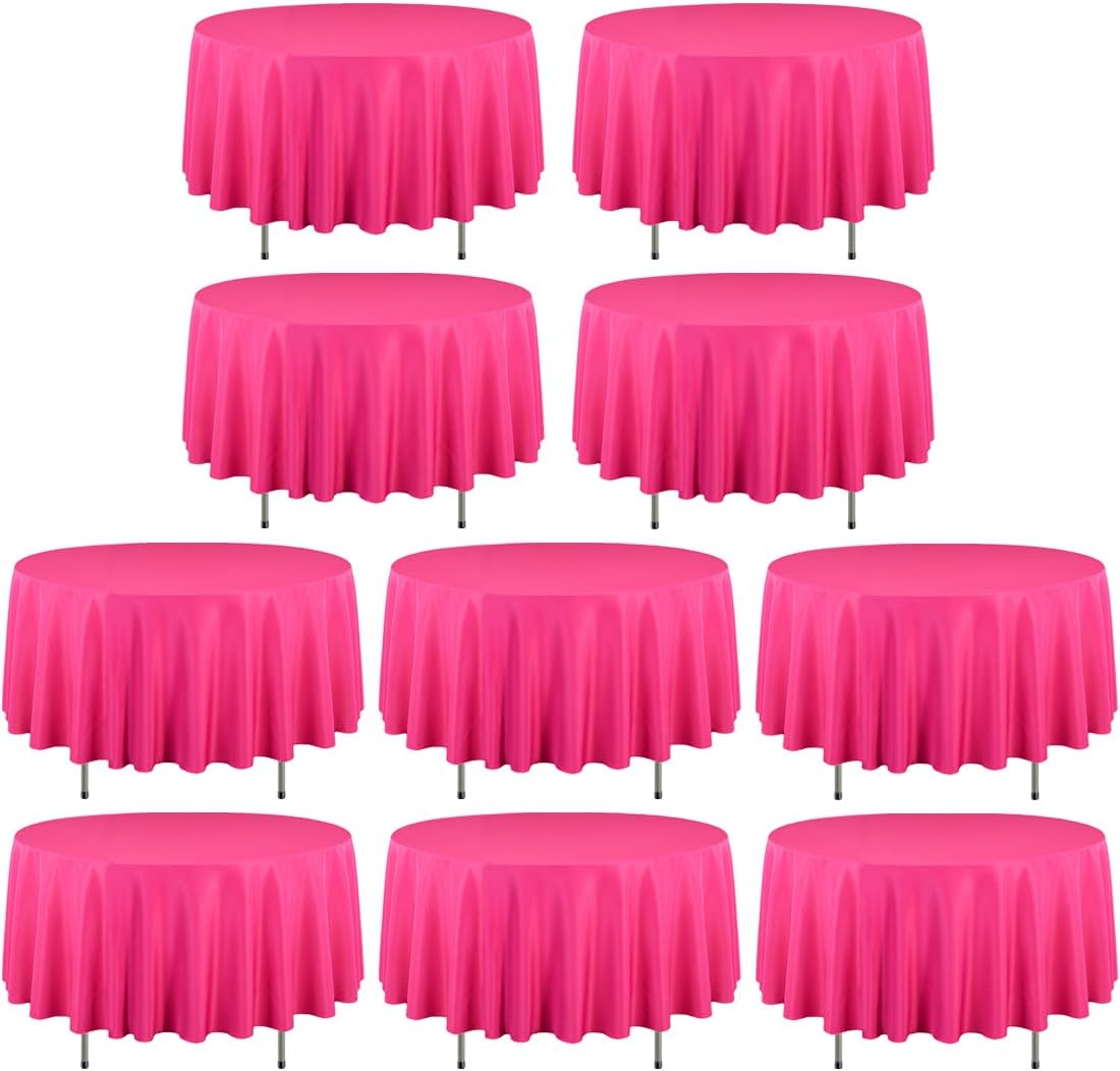 90 Inch Round Tablecloths for Weddings and Parties - Fuchsia