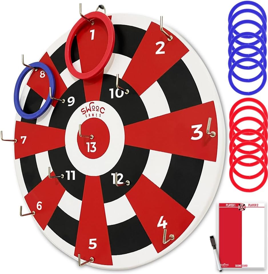 Swooc Games Hook Darts Ring Toss Game for Indoor Outdoor Fun
