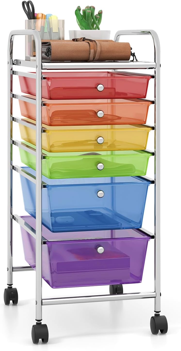 Giantex 6 Drawer Rolling Storage Cart for Home and Office Use