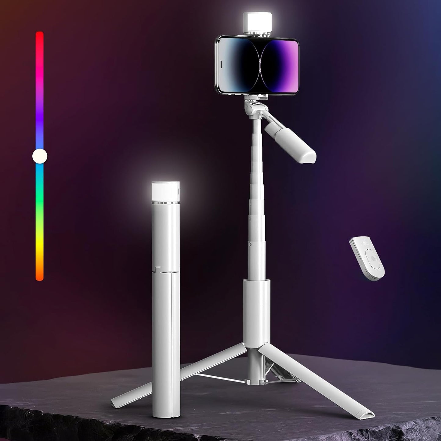 50ft' Selfie Stick with Light for iPhone & Cell Phone Use