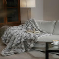 Mon Chateau 60 in x 70 in Dream Faux Fur Throw - Plush Marble Print