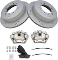 Rear Brake Pad & Rotor Kit Slotted X Drilled Performance Ceramic